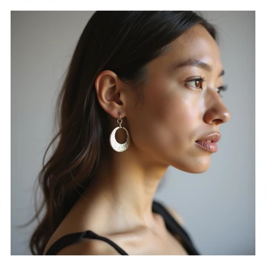 realistic moon-shaped earring, isolated on a transparent background, no visible background sticker