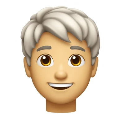 niño moreno de piel y de pelo con ojos un poco achinados con peinado un poco con tupe sonriente sticker