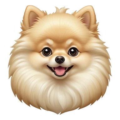 Cinematic Comical Cream Pomeranian Portrait Emoji, Head tilted dramatically with an exaggeratedly shocked or amused expression, featuring a glossy, fluffy cream Fur with a radiant sheen, wide, expressive dark eyes filled with playful disbelief, Simplified yet hilariously expressive features, highly detailed, glowing with a slightly sassy glow, high shine, dramatic yet playful, stylized with an air of cheeky mischief, bright and endearing, soft glowing outline, capturing the essence of a spirited and over-the-top companion, so meme-worthy it feels like it could side-eye its way into internet fame instantly! sticker