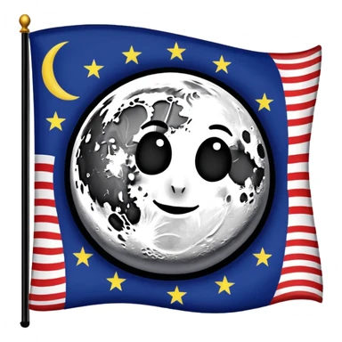 На фоне космоса луна а на ней флаг и написано "MAJESTIC" sticker