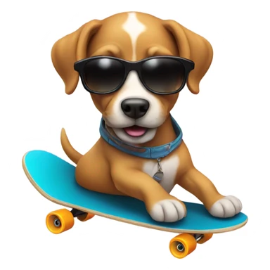 Dog with sunglasses riding a skateboard sticker