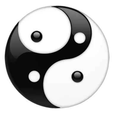 Yin and Yang glowing black and white plain no designs and only on small dot on each side in 32x32 sticker