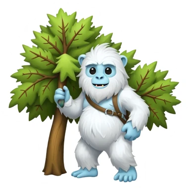 yeti, carrying a big tree sticker