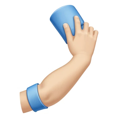Arm in a blue cast with white edges at top and bottom  sticker