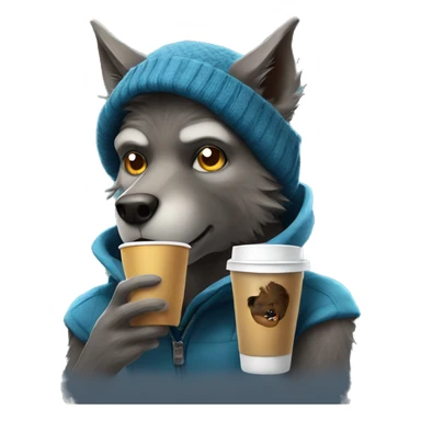 nice werewolf with a beanie drinking a coffee to go  sticker