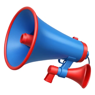 megafono de aviso de color rojo con azul sticker