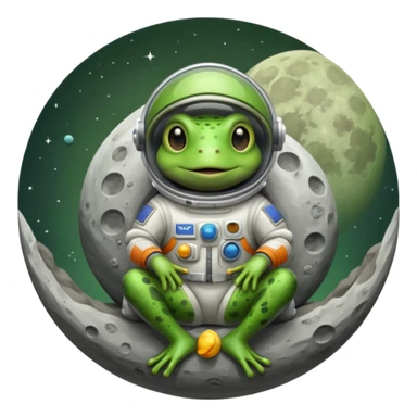 Frog on the moon sticker