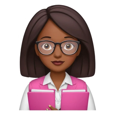 black women accountant holding folder wearing pink and glasses sticker
