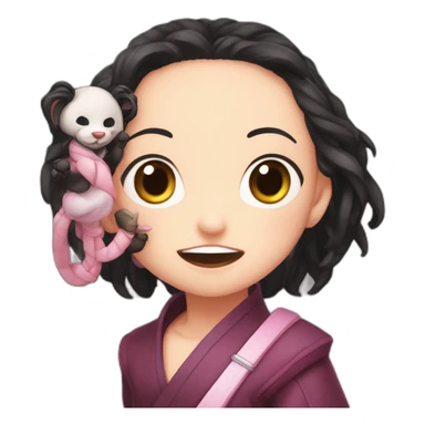 nezuko with a bambo in her mouth sticker