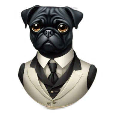 A cyberpunk black pug in Art Nouveau style during 1910 sticker