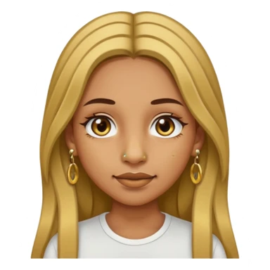 Girl with olive skin, long brown hair with blonde highlights, gold nose piercings on both sides, and braces  sticker