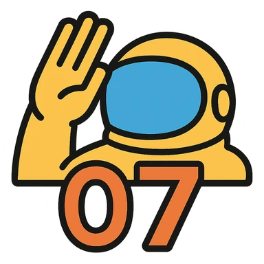 Make the 'o7' salute logo emoji extremely minimalistic by removing complex details, using only essential shapes and flat colors, with a transparent background. sticker