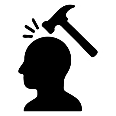 head with a hammer hitting it solid filled icon sticker