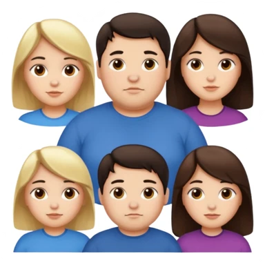 Familia de 4 personas : Hombre gordito pelo oscuro, Mujer pelo cafe, hija 1 pelo mono , hija 1 pelo oscuro. sticker