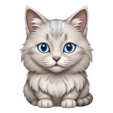 a gray cat with blue eyes on its FOREHEAD sticker