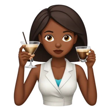 black woman tired from working out with espresso martini in hand  sticker