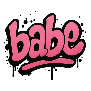 the word 'babe' in pink graffiti style, street art, no background sticker