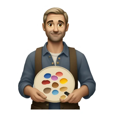 European artist man holding a palette sticker