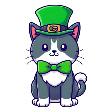 Cat leprechaun sticker