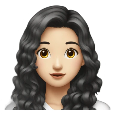 Adolescente asiatique cheveux longs noirs peau claire sticker