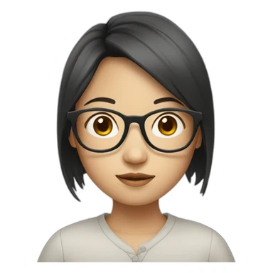 Asian girl with glasses sticker