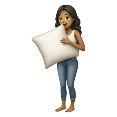 a girl with a pillow，full body sticker