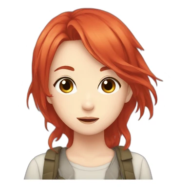 Red hair anime girl sticker