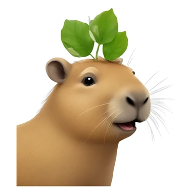 A capybarra with a small leaf on its head sticker
