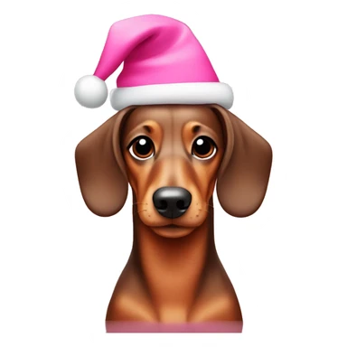 Dachshund with a pink Christmas hat  sticker