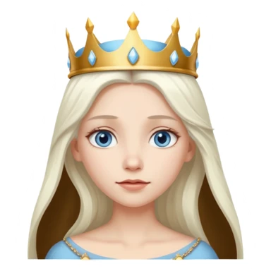 White Long Haired Women, Queen with crown — soft expression, moonlight tone sticker