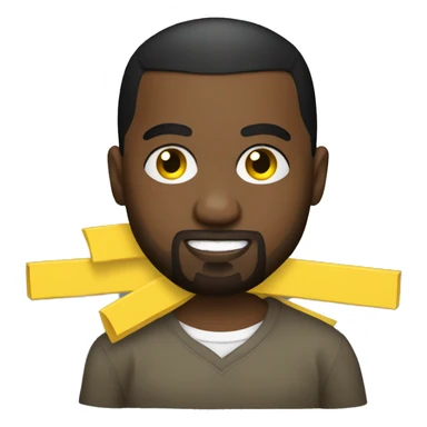 Kanye west holds a yellow sign sticker