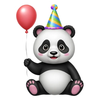 Panda with party hat and balloon sticker