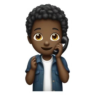 Black boy child talking on phone sticker