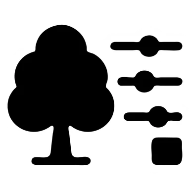 A tree with configurable settings and parameters depicted as interactive sliders and buttons sticker