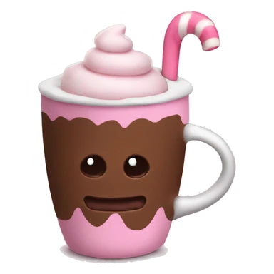 hot chocolate with pink marshmallow sticker