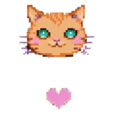 orange cat with pink heart eyes sticker