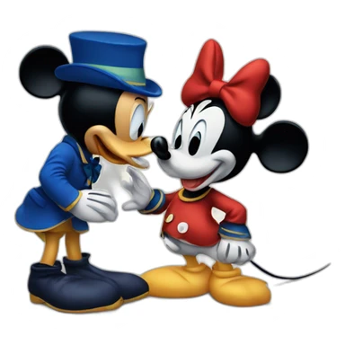 Donald Duck kissing Mickey Mouse sticker