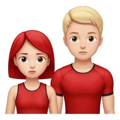 Girl and boy in red gym clothes who are thinking about something sticker