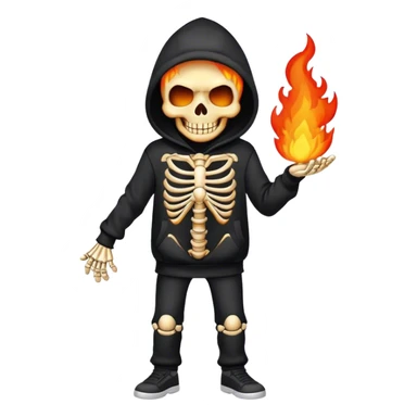 Fire skeleton wearing a hoodie sticker