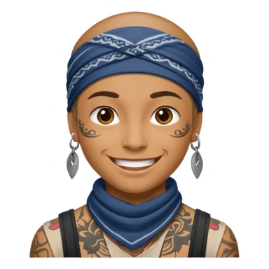 a human with bandana and tattoo sticker