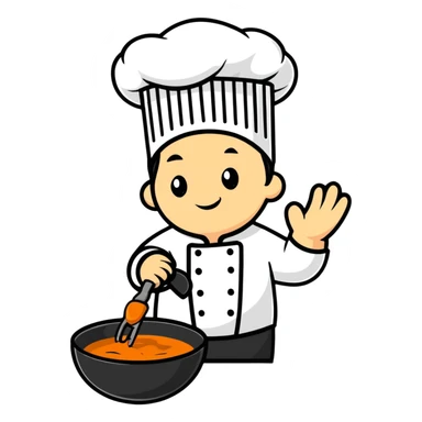 cartoon chef cooking sticker