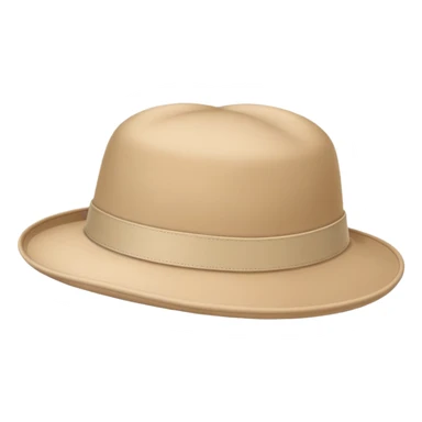 Single beige Kangol hat floating, iOS emoji style silhouette, light beige color, isolated headwear sticker