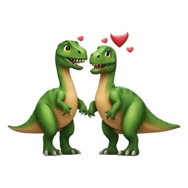 dinosaur couple with hearts sticker