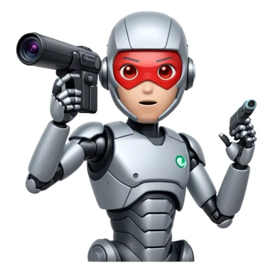 cyborg shooting a video sticker