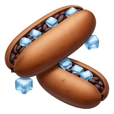three brown beans not on a step and cover them in a layer of ice not with cubes on it not hot dogs black beans sticker