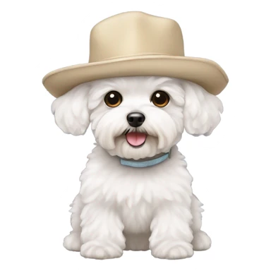 White maltipoo wearing propeller hat sticker