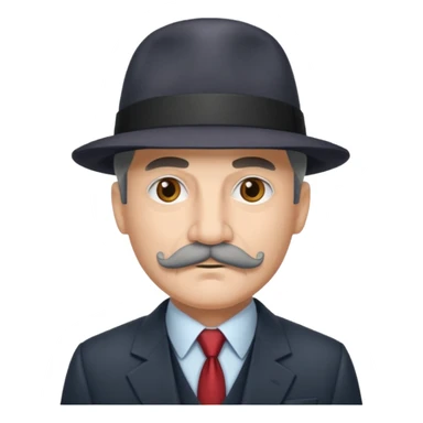 Mobster with Suit with grey mustach and colored hat sticker