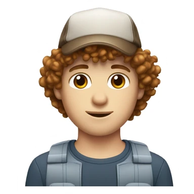 white boy with brown curly hair freckles and trucker hat brown eyes sticker