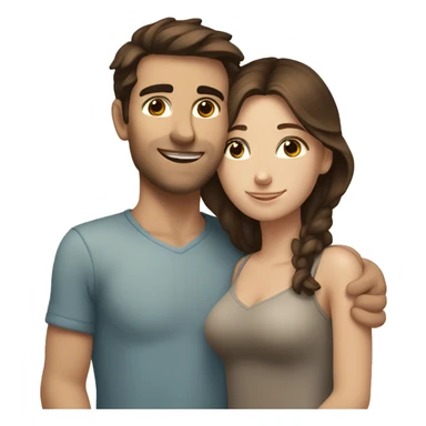 caucasian brunette couple hugging brown and blue eyes sticker