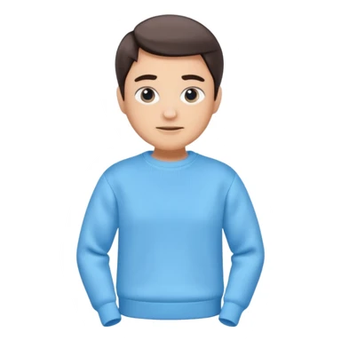 sky-blue sweater with light fabric folds and soft shading, casual style, Memoji-style rendering. sticker